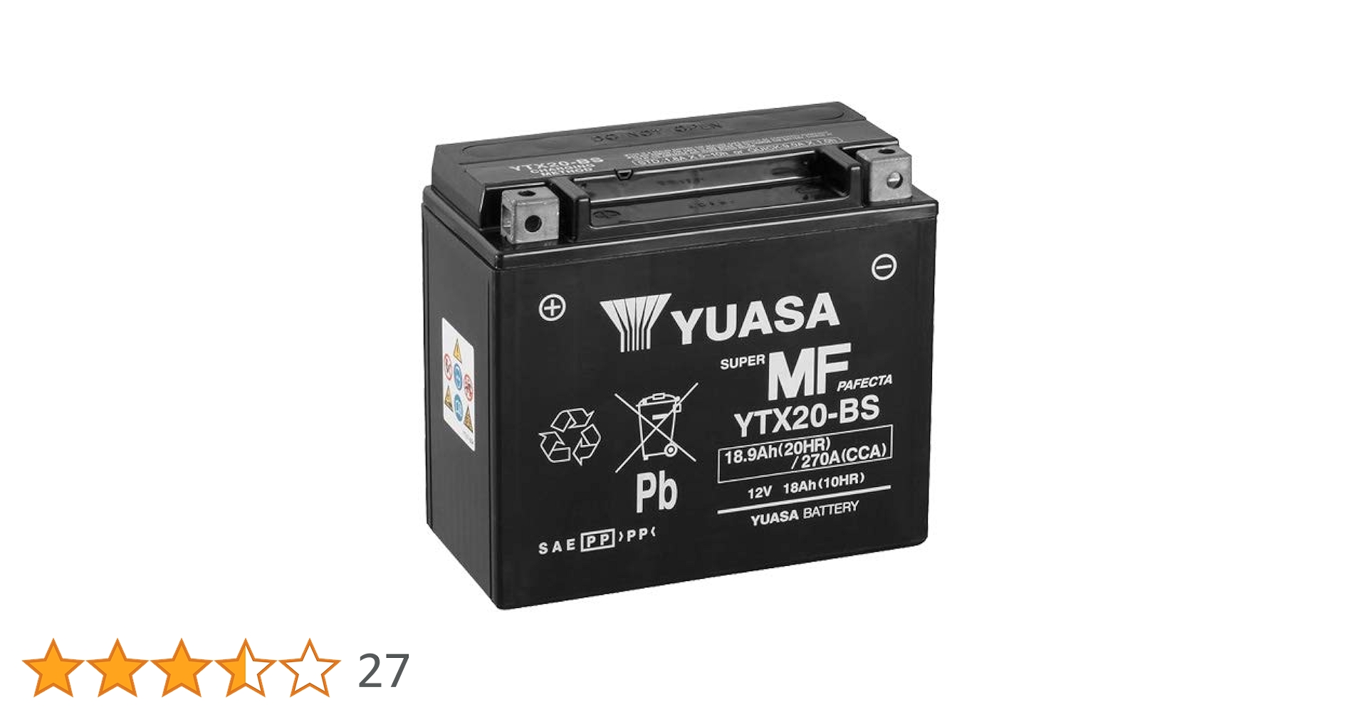Amazon | 台湾ユアサ YUASA ユアサ YTX20-BS 【互換 YB16B YB16B