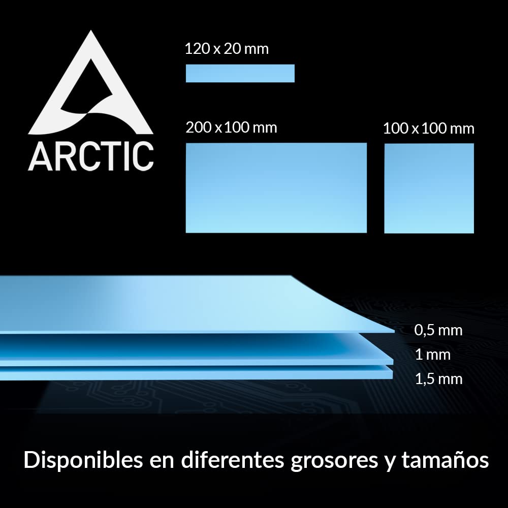 ARCTIC TP-3: Premium Performance Thermal Pad, 200x100x1,0 mm (Apilable hasta 2,0 mm sin pérdida de rendimiento), 2 Piezas - Pad Termico, Alto rendimiento, Particularmentesuave, Relleno ideal de huecos