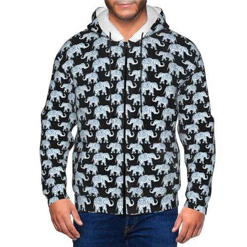 Sweat à capuche décontracté homme imprimé éléphant cadeau idéal - 7