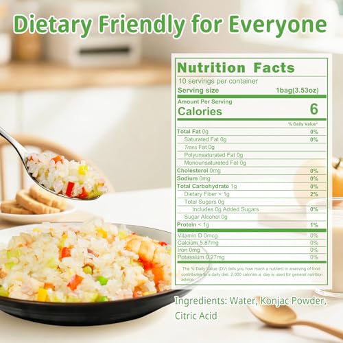 Image of VOLO VERO Konjac Rice 10 Pack, Shirataki Rice, Low Calorie Rice Alternative | Gluten Free, Vegan, Low Carb, Plant Based, Zero Sugar, Fat Free, Low GI, Ready in Minutes, Meal Prep Friendly