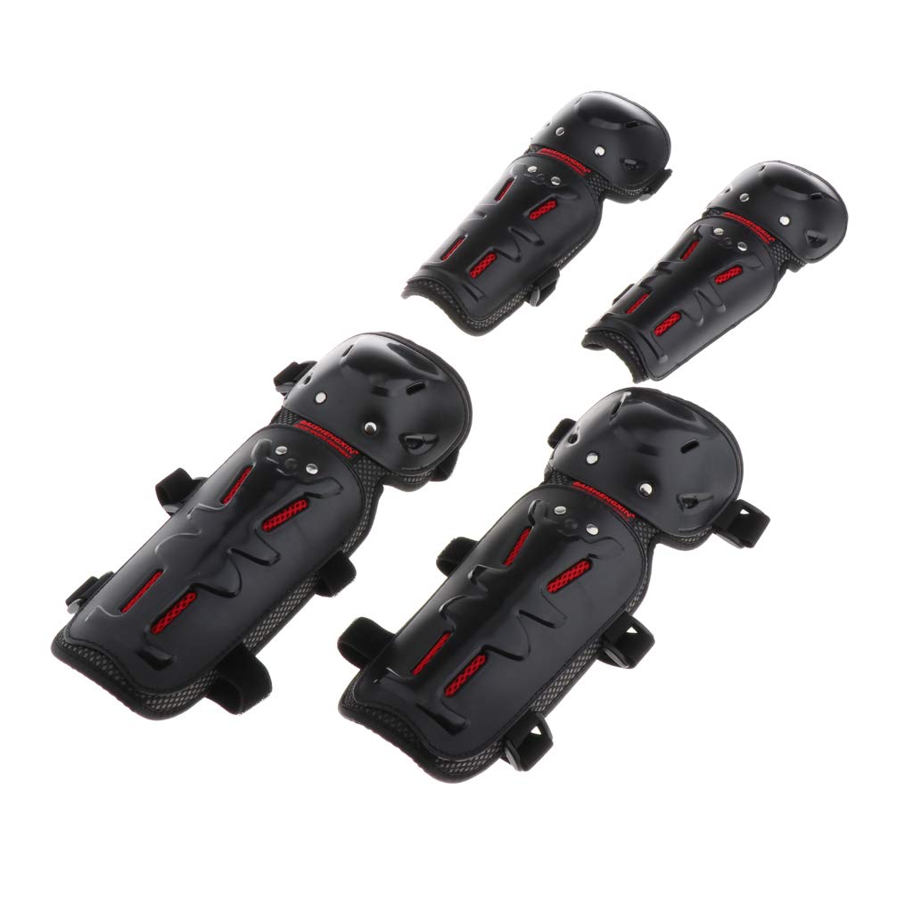 2x Ginocchiere All' / Protezioni Ginocchiere Per Adulti + Gomiti Da Moto