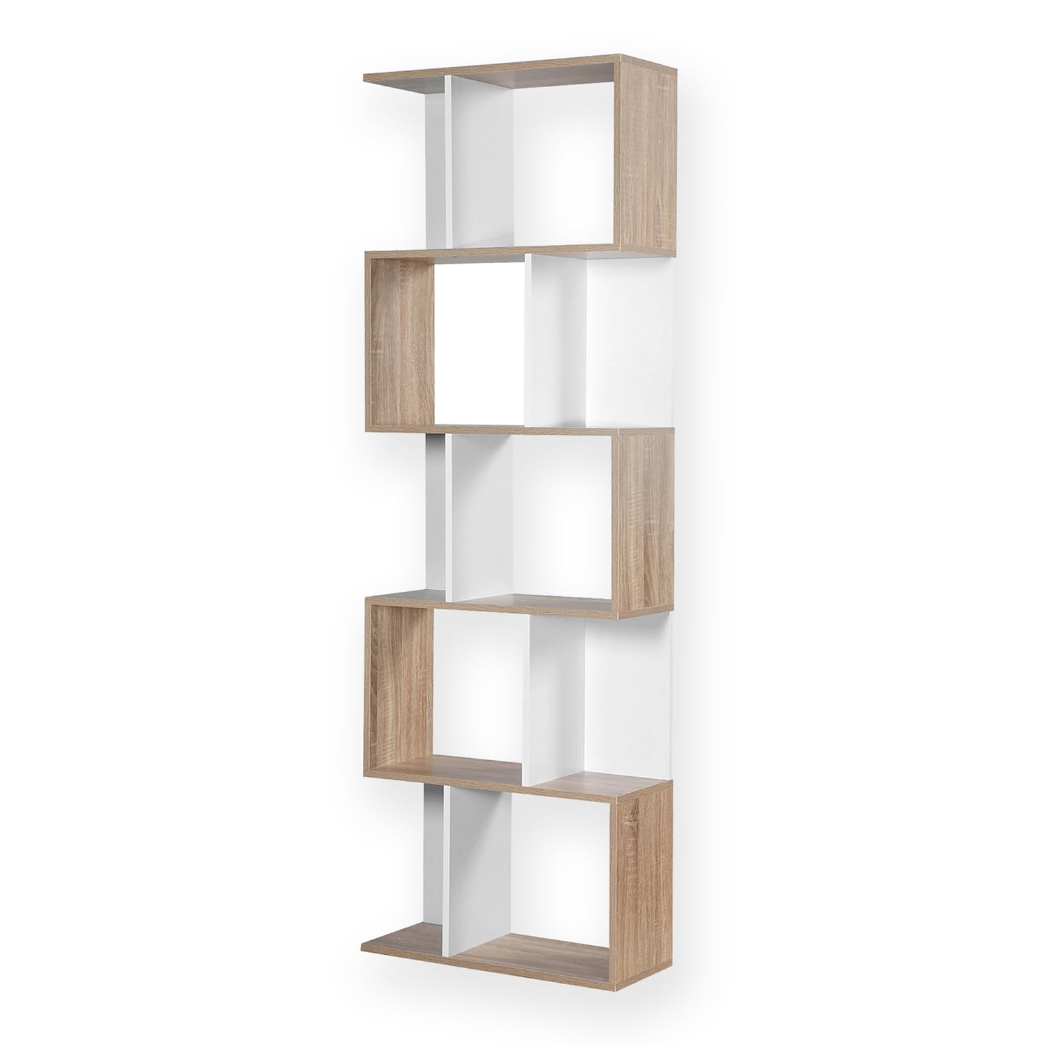 Wieloczęściowy zestaw do przechowywania - Modny styl drewna i biały - Liczne półki - Meble do salonu, sypialni, wejścia - dł. 60 x szer. 24 x H180 cm