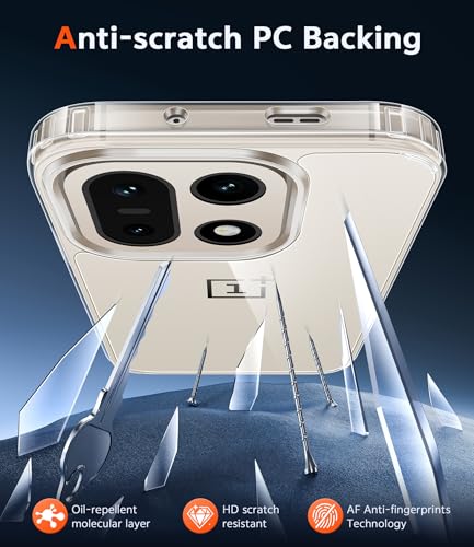 Image of FNTCASE for Oneplus 15 Case Clear: One Plus 15 Phone Cases with Screen Protector Slim Anti Yellowing Military Grade Drop Protection Rugged Shockproof Protective Transparent Cell Cover (Clear)