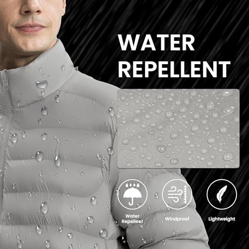 Image of Gopune Men's Lightweight Puffer Jacket Detachable Hooded Water Resistant Puffy Winter Down Jackets for Snow Ski Travel