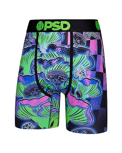 PSD Men's Shrooms Boxer Briefs - 7 Inch Inseam Breathable and Supportive Men's Underwear with Moisture-Wicking Fabric