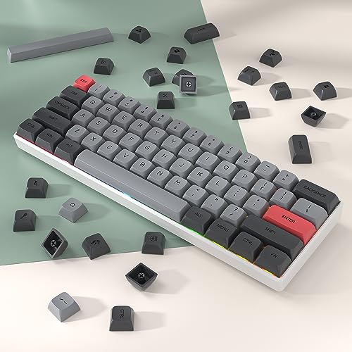Image of Guffercty kred XDA Profile Minimalist Black Keycaps 75 Percent Dye-sub PBT Keyboard Caps with ISO Keys for MAC 60% 65% 75% 96% Mechanical Keyboard (Black Dolch)