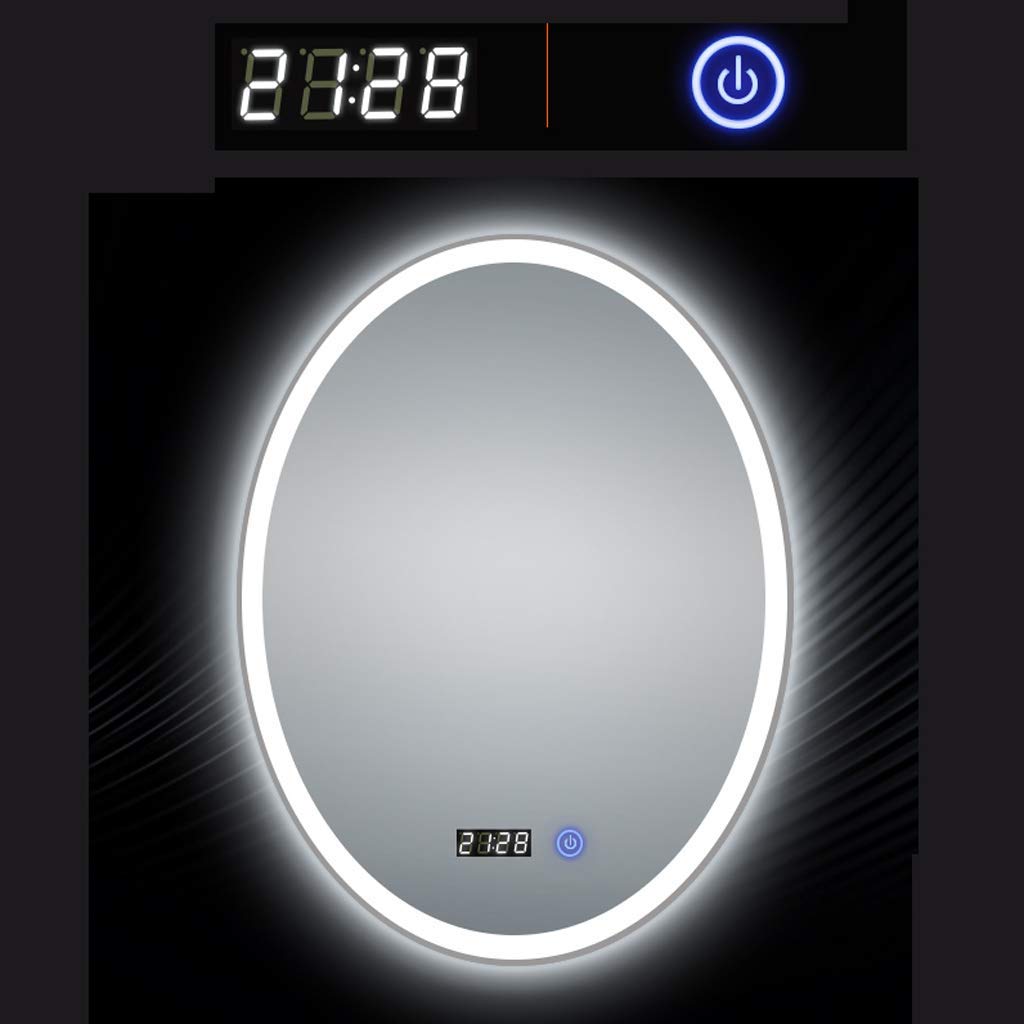 Miroir ovale LED salle de bains intelligent blanc de 60 ou 80cm avec double interrupteur tactile