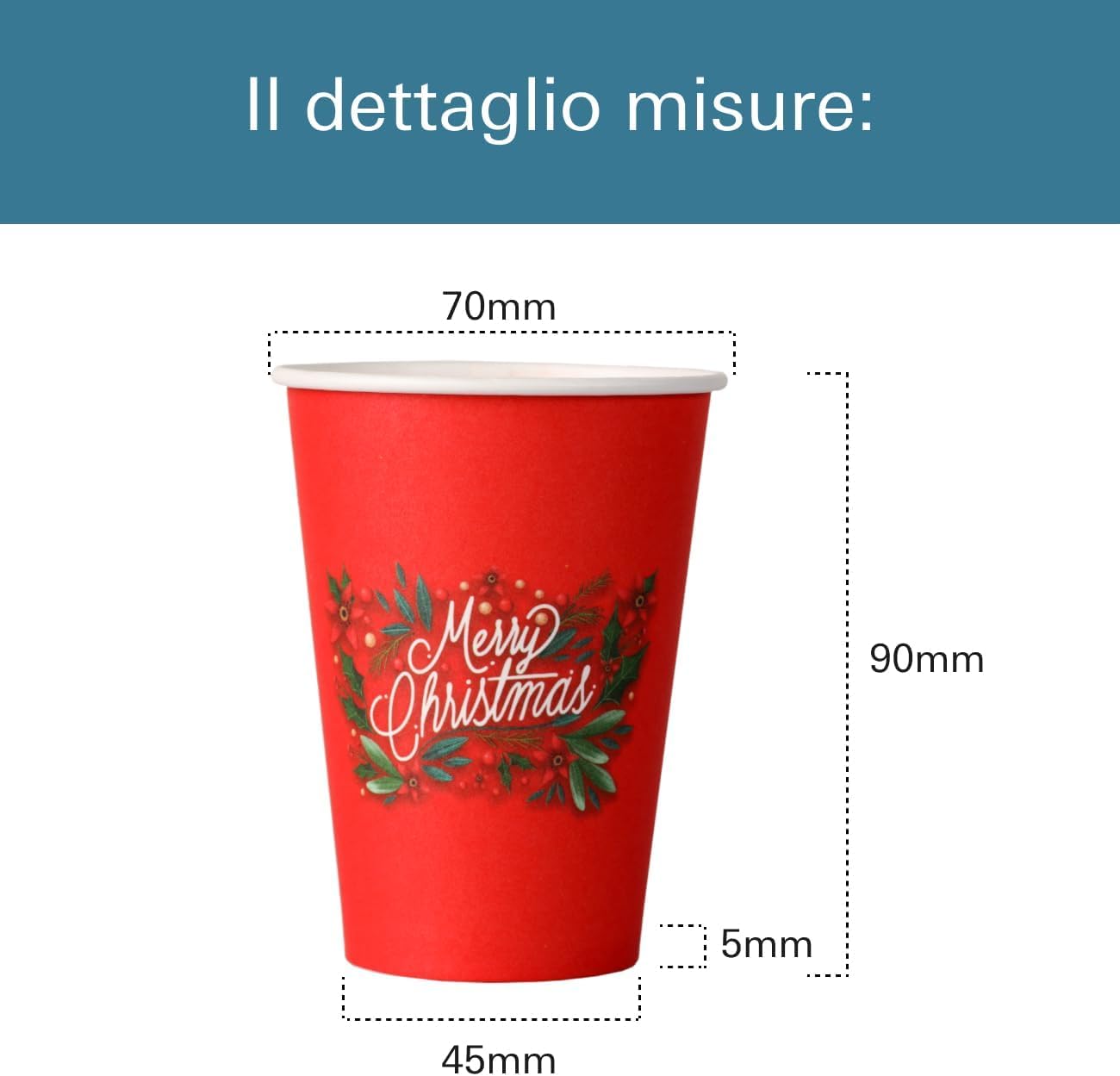 Mecup Vasos de Papel Navideños, Vasos Desechables Biodegradables, 800 Piezas, Taza de Café Navideña de 200 ml, Desechables, Para Bebidas Calientes y Frías, Diseño Navideño. Diseño: Merry Christmas