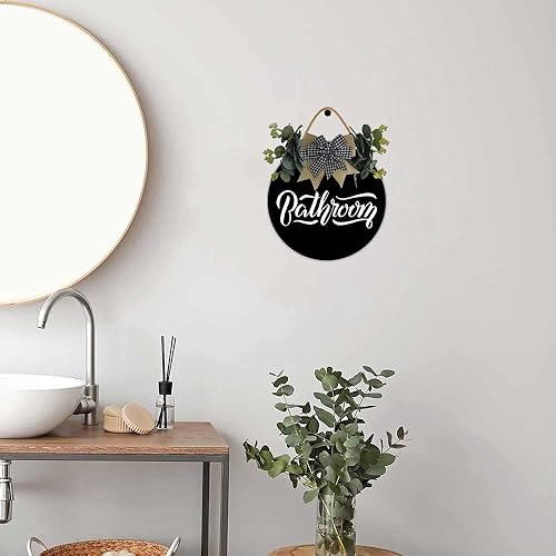 Miniatura 2 de Corona de madera redonda rústica para baño, decoración de porche para puerta delantera, decoración de porche para inauguración de la casa, arte de