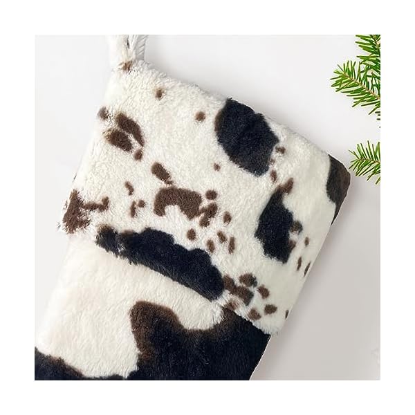   2-Pack-Plush-Christmas-Stockings-Cow-Print-Large-20-Faux-Fur-Farmhouse-Christmas-Hanging-Stockings-for-Xmas-Holiday-Fireplace-Decorations