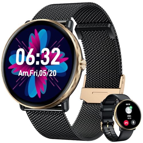 Smartwatch Reloj Inteligente Hombre con Llamada - 1.43' Bluetooth Fitness impermeable pulsera deportiva oxígeno en sangre monitor de sueño actividad digital Smart Watch para Android iOS (redondo)