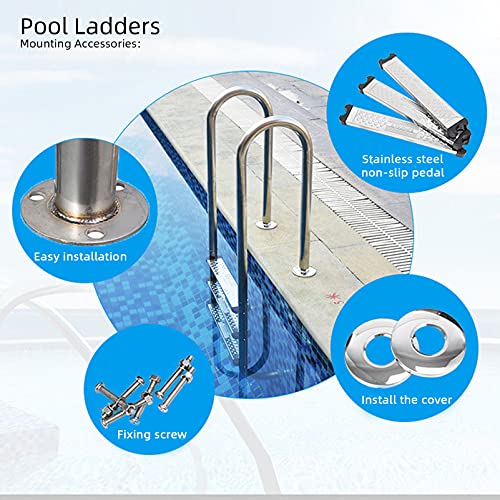 Escalera para piscina de acero inoxidable con 2 peldaños antideslizantes miniatura 3