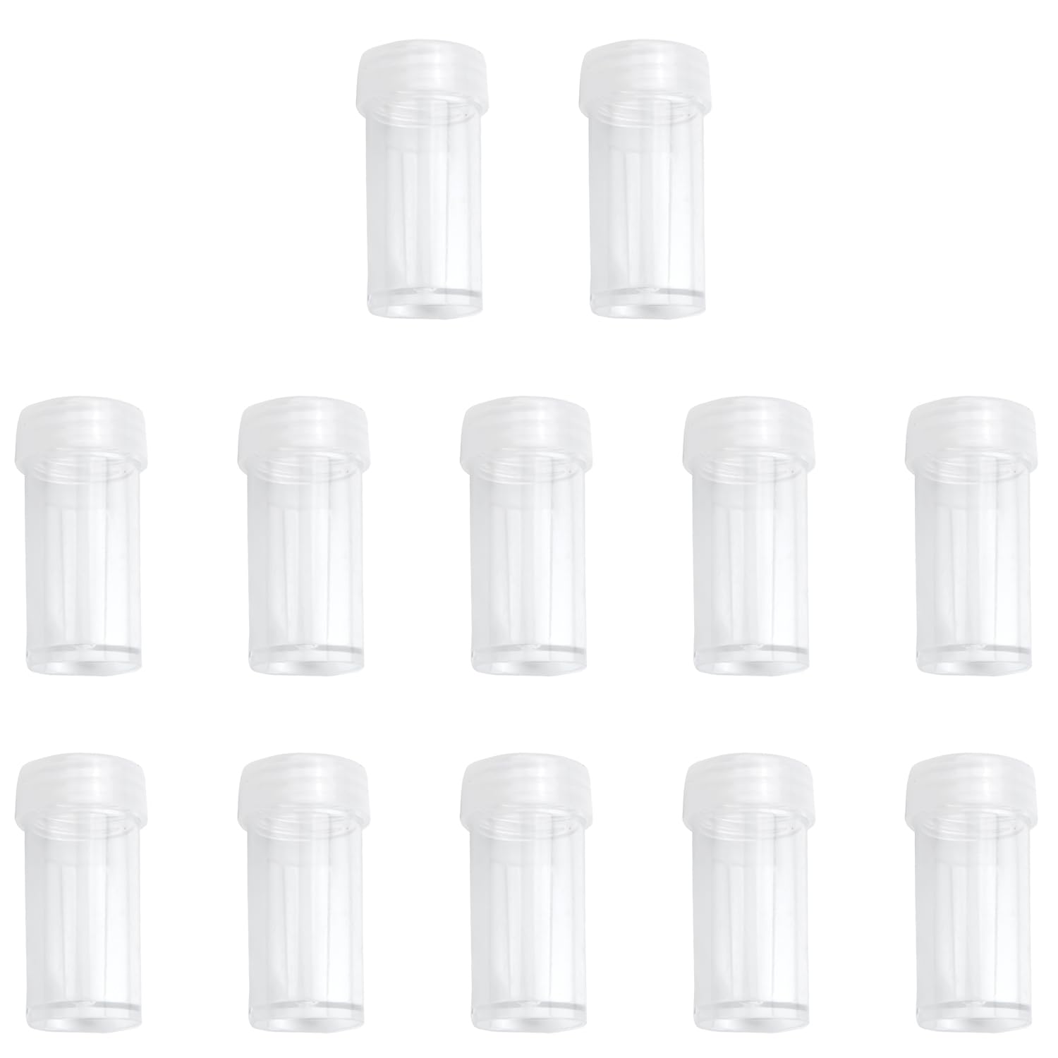 ZZHXSM 12PCS Plastic Transparent Mini Round Bottle Dispenser Bottle with Lid 1.97x0.98 inches Diamond Storage Container Organizer Mask Packaging Parts Component Boxes for Earrings Accessories Beads