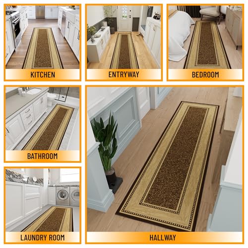 Tapete corredor Ottomanson 2'7" x 9'10" marrón oscuro miniatura 3