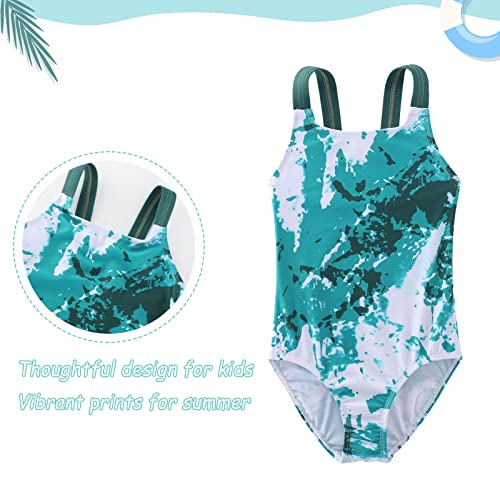Image of Girls One Piece Swimsuits Tie Dye Bathing Suit Hawaiian Summer Swimwear for Girls 3-16 Years