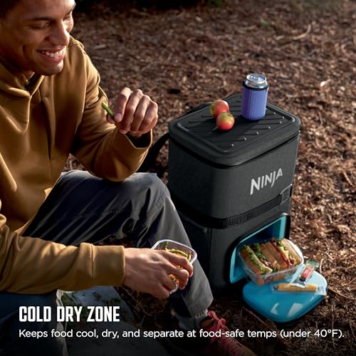 Image of Ninja FrostVault Go Can Soft Cooler, 24 /36 Can, Leak Proof, Built-In Cup Holder, 2 Ice Packs & Dry Storage Drawer, Polyester Insulation, Hiking, Camping, Picnic