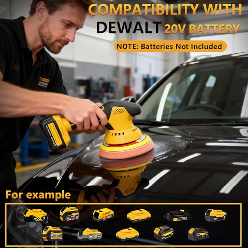 Professional Cordless Buffer Polisher Kit,Compatible with DeWalt 20V Battery,2800-5800RPM 8 Speed Control High-Power Dual Action Orbital Polisher, Car Detailing Waxing Machine With Tool Box,no battery