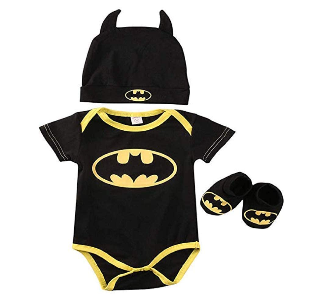 Tuta Batman Per Bambino - Set 3 Pezzi Estivo Con Cappello E Calzini, Taglia 70 (0-6 Mesi) - Foto 2