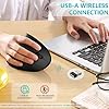 Ergonomic Mouse, LEKVEY Vertical Wireless Mouse - Rechargeable 2.4G Optical Vertical Mice : 3 Adjustable DPI 800/1200/1600 Levels 6 Buttons, for Laptop, Mac, PC, Computer, Desktop, Notebook etc, Black