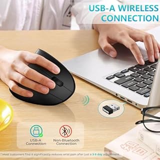 Ergonomic Mouse, LEKVEY Vertical Wireless Mouse - Rechargeable 2.4G Optical Vertical Mice : 3 Adjustable DPI 800/1200/1600 Levels 6 Buttons, for Laptop, Mac, PC, Computer, Desktop, Notebook etc, Black