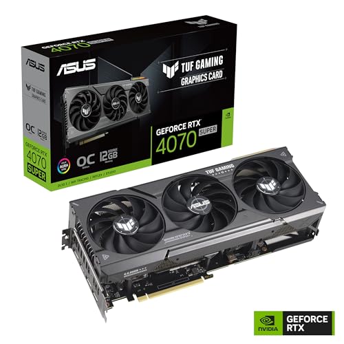 Image of ASUS GeForce RTX 4070 Super 12G TUF Gaming OC Graphics Card - 2580MHz Boost Clock, GDDR6X, PCIe Gen 4, DLSS 3, HDMI 2.1a, 3 x DisplayPort 1.4a (Supports 4K & 8K HDR)