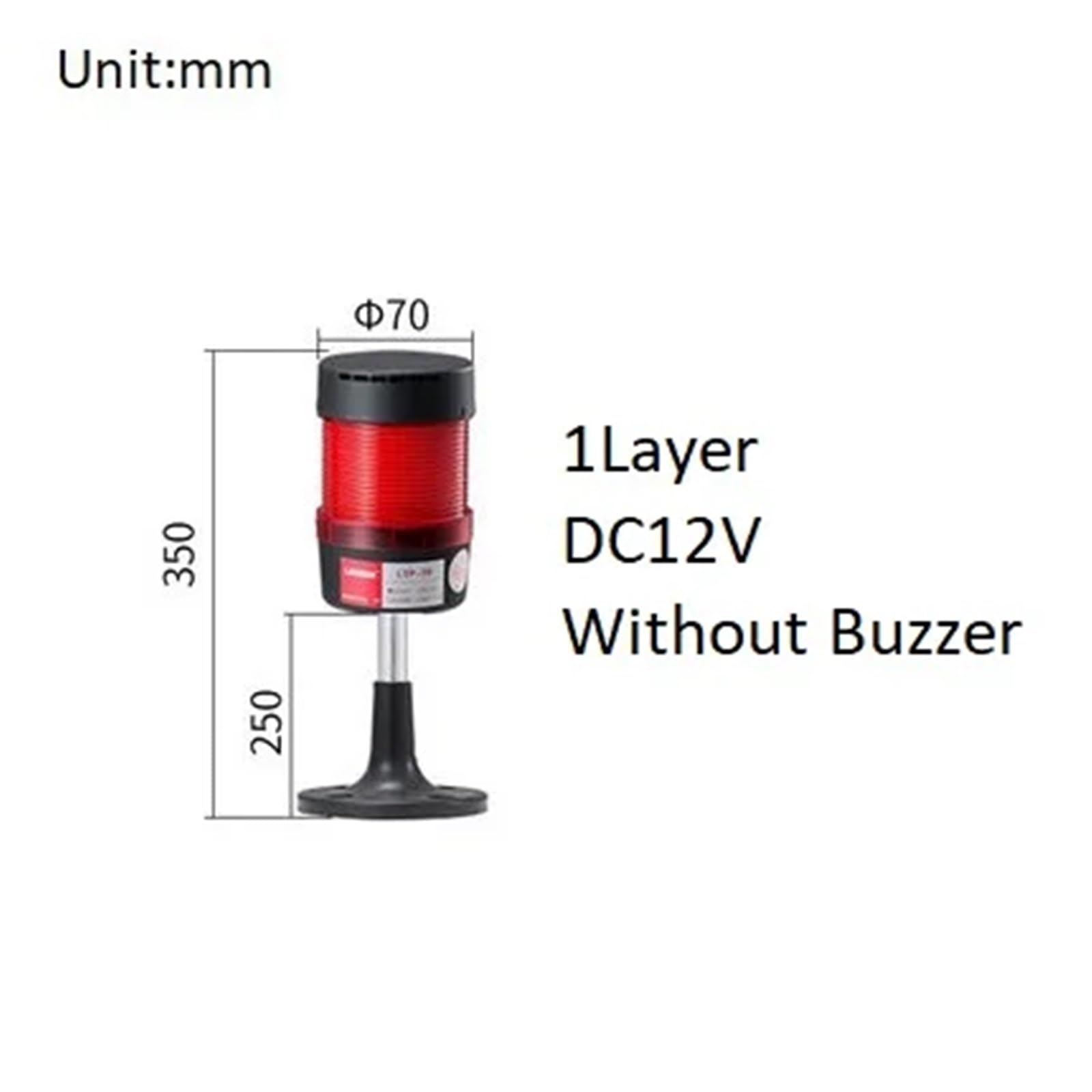Stapellampe Notlicht Gerade Stange Disk Base LED Warnlichtturm DC12V/24V AC110V/220V/380V Kein Summer(2Layers 12V no Buz)