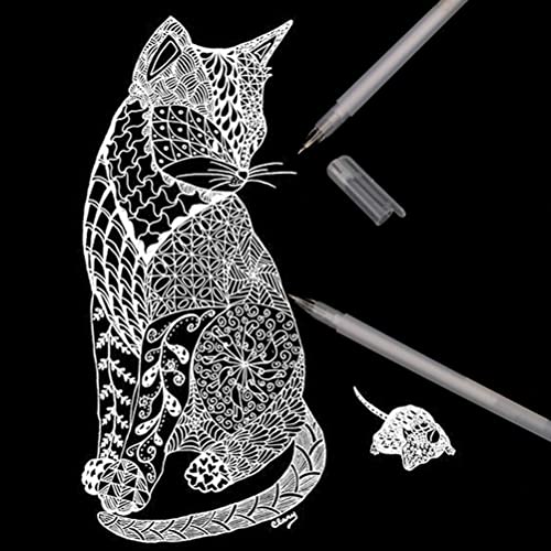 Image of Art Ranger White Highlight Gel Pen for Hand Paint Design & Highlight For Mandala Art, Black Paper & Doodling (Pack of 3 Pens) (Silver)