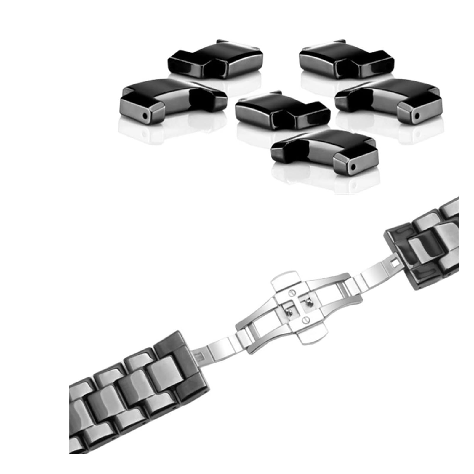 HMFANG Cinturino in Acciaio Inossidabile Ceramico 22mm 24mm Compatibile con Orologio Armani Modello AR1452 AR1451 Cinturino Cinturino Nero Opaco Accessori Cinturino