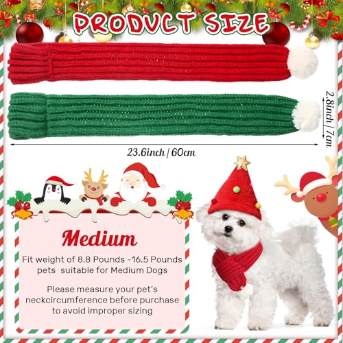 Conjunto de 4 Pcs Sombreros y Bufandas Navideñas para Perro miniatura 3