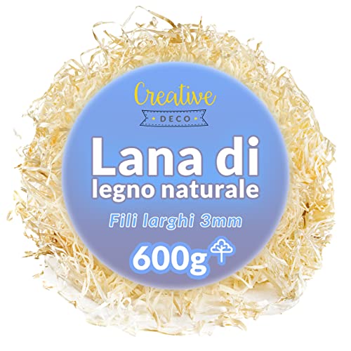 Creative Deco 600 g Paglia per Cesti | Trucioli in Legno | Materiale di Riempimento Scatole Regalo per Festa, Trucioli per Imballaggio per Cesti Regalo | Decorazioni Natalizie