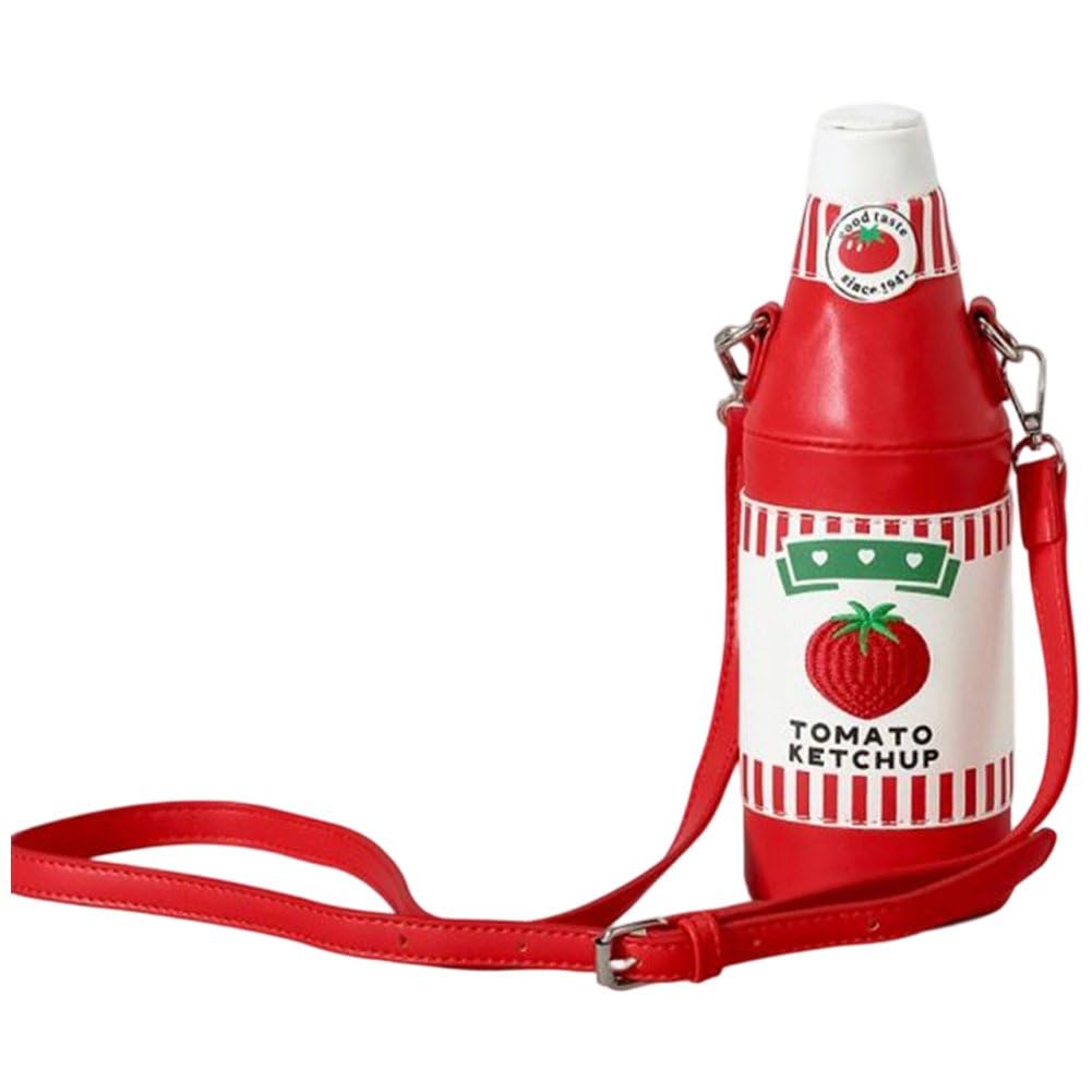 Sslvya Fun Ketchup Bottle Shape Purse for Women Novelty Shoulder Handbags Unique Crossbody Bag with Adjustable Shoulder Strap