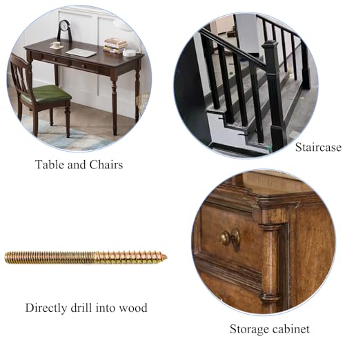 Image of 8 Pack Double Headed Hanger Bolts - 3 /8-16 x 4-1 /2 Inch, 114.3mm Length, Wood Dowel Screw, Furniture Screws