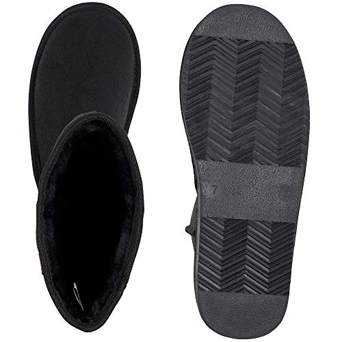 Alpine Swiss Women’s Mid-Calf Winter Boots 11” Faux Shearling Aussie Style Suede Look Warm Stylish Cold Weather Boots4