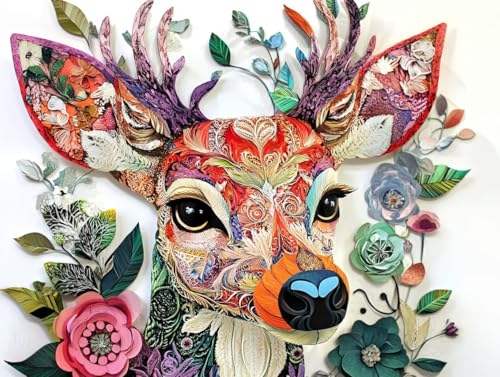 Peinture par numero adulte cerf fleur pour s'évader et créer