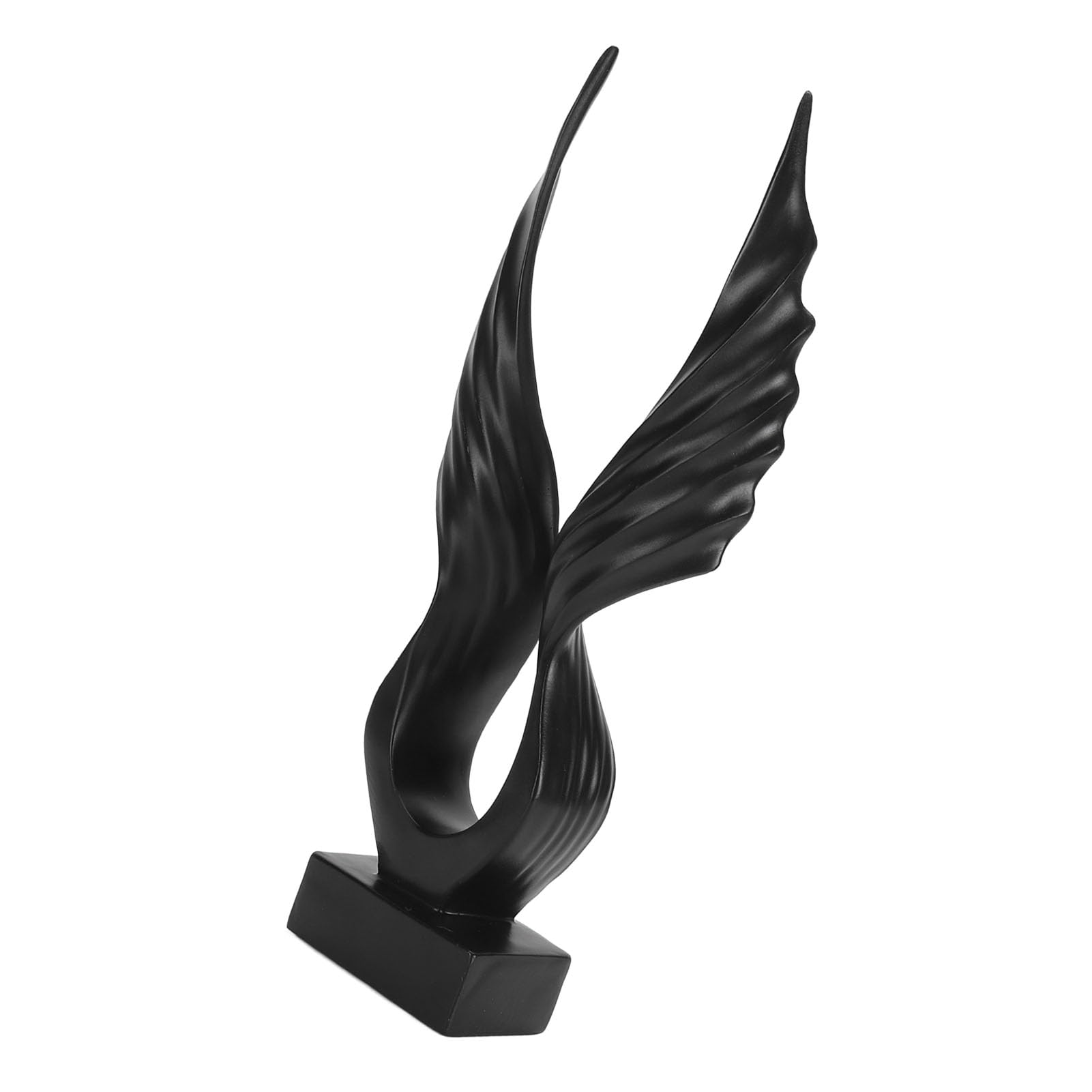 Statua ornamentale da scrivania, elegante decorazione astratta a forma di ala in resina vivida per ufficio (nero)
