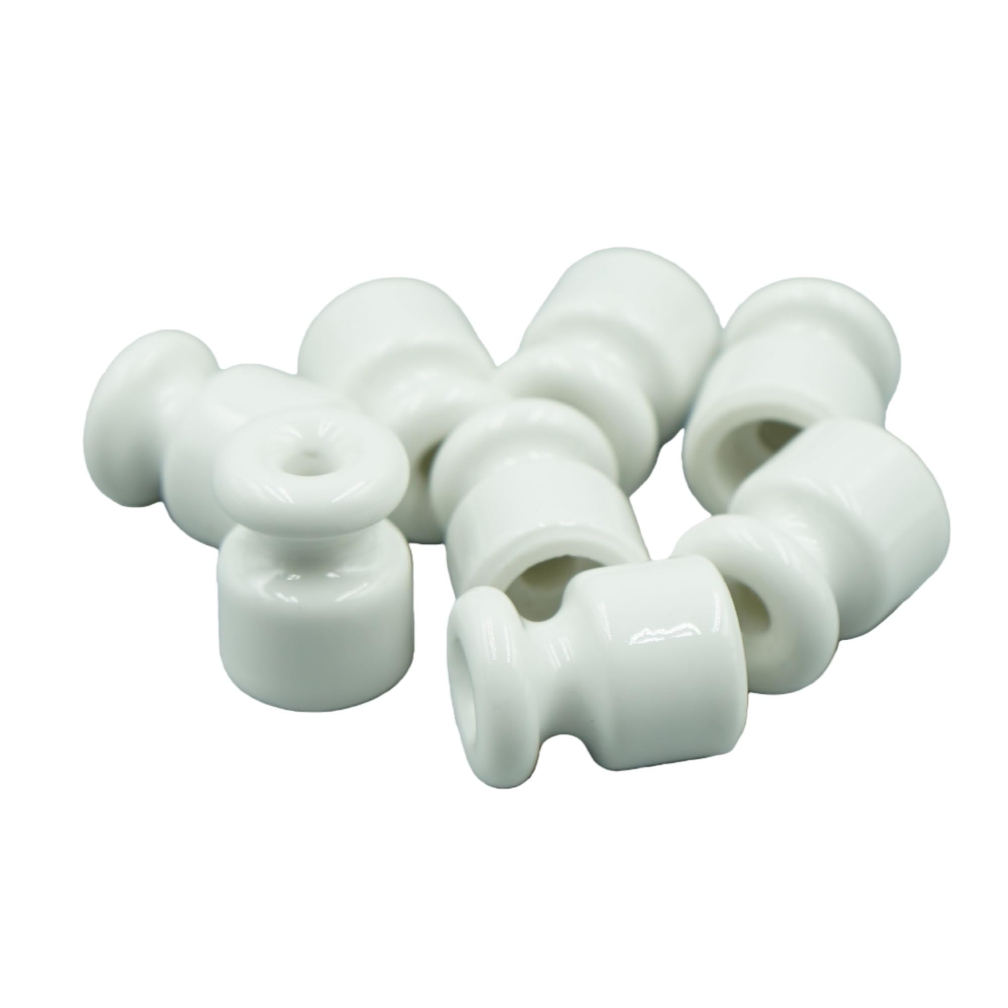 FUZHOU QMY Lote de 24 Aisladores de Porcelana Blancos para Cable Textil Trenzado, Dia.20 mm