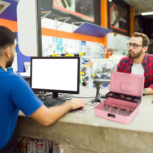 SAFECaixa de dinheiro com bandeja de dinheiro e fechadura de combinação, caixa grande de metal para