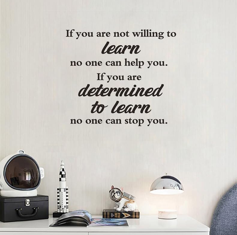 Inspirational Quotes Wall Decals, If You are Not Willing to Learn Motivational Saying Wall Stickers,Remove Vinyl Wallpaper Positive Words Decor