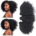Unprocessed Virgin Mongolian Afro Kinky Curly Human Hair 3 Bundles Hair Weave Weft for Black Women Natural Black(14 16 18 inch)