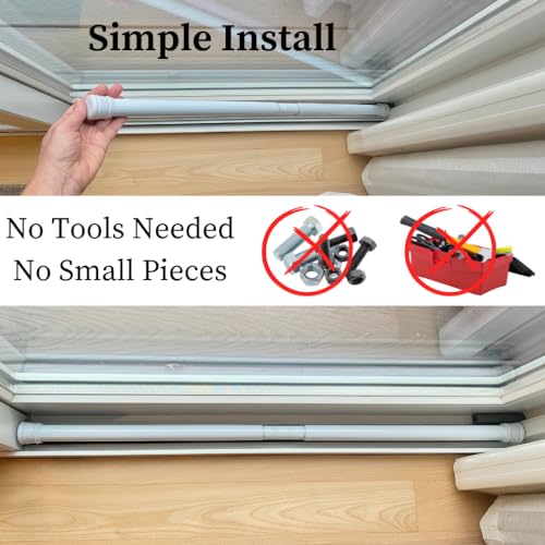 Evelots Adjustable Security Bar for Patio Door (2 Pack) Heavy Duty Sliding Glass Door, Porch, Window Lock Guard, Rubber Ends for Friction, White, 29.25 Inches to 53 Inches Door Jam