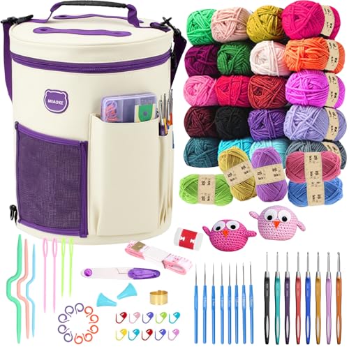 Recopilación de Ganchillos - los más vendidos. 34 MIAOKE 79pc Crochet Kit, Gran Bolsa De Ganchillo Organizador de Almacenamiento de Hilo, Tejer, Bolsa de Ganchillo Impermeable, Ganchos Accesorios, Bolsa de Tejer