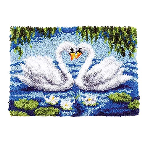 GUARDUU Kits De Gancho De Pestillo Alfombra De Cojín Haciendo Artesanías para Adultos Niños Inacabados Kits De Hilo De Crochet De Bricolaje con Lienzo Impreso Colorido, Gran Regalo, 52X38cm Cover
