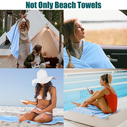 Samsier Oversized Beach Towel, Extra Large Pool Towel 35”X71”, Solid Beach Recliner Cover, Soft Quick-Dry Outdoor Shawl, Summer Ideal Gift For Family & Friend (Blue, 1 Packs) #TOP4