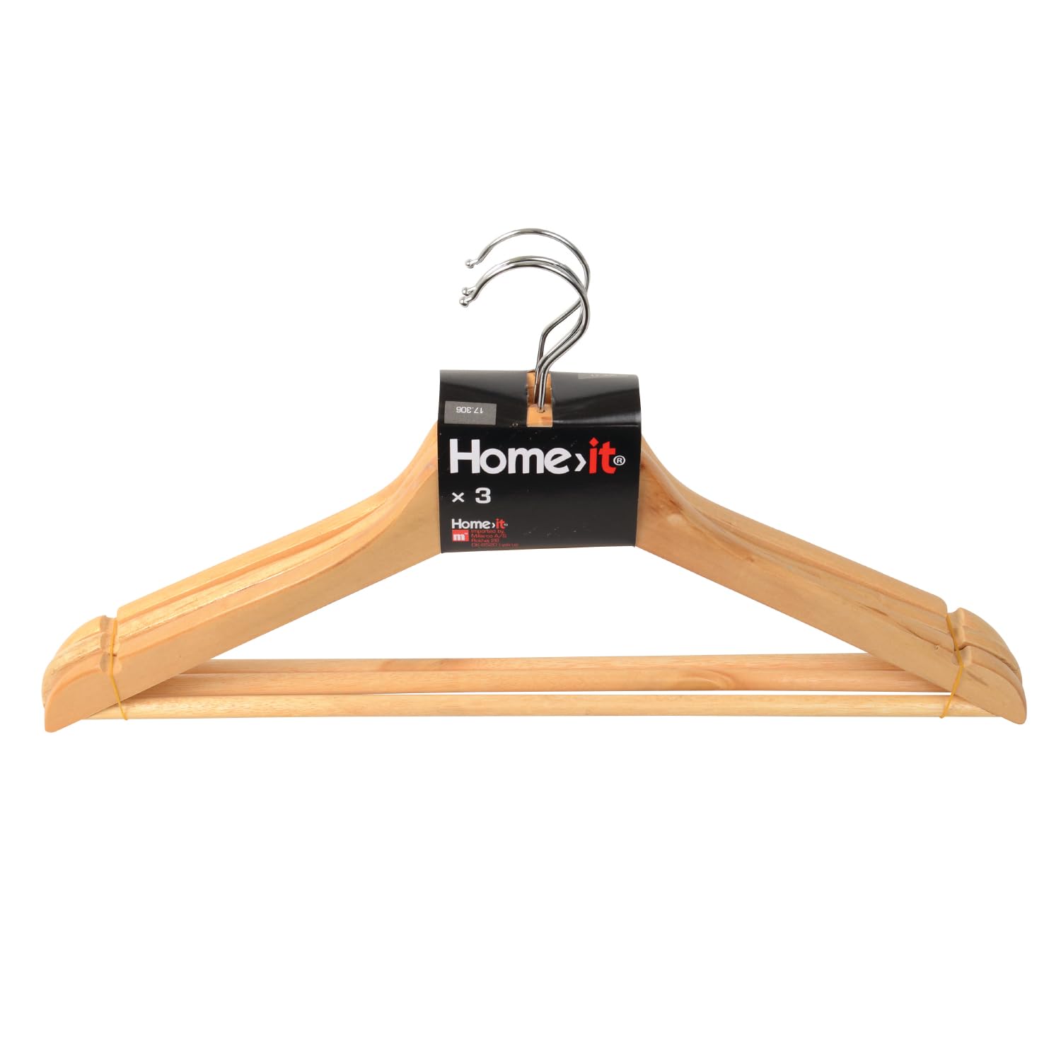 Grucce In Legno Naturale Con Barra Pantaloni | Design Scandinavo | Confezione Da 3 - Foto 2