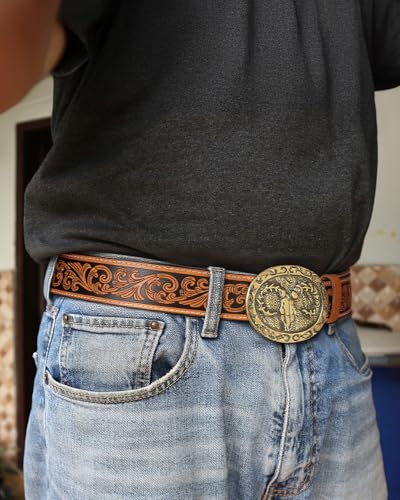 Image of BELTROAD 2 Pack Western Leather Belt Strap for Men Women Cowboy Cowgirl Leather Mens Belts for Jeans Gift Belt without Buckle