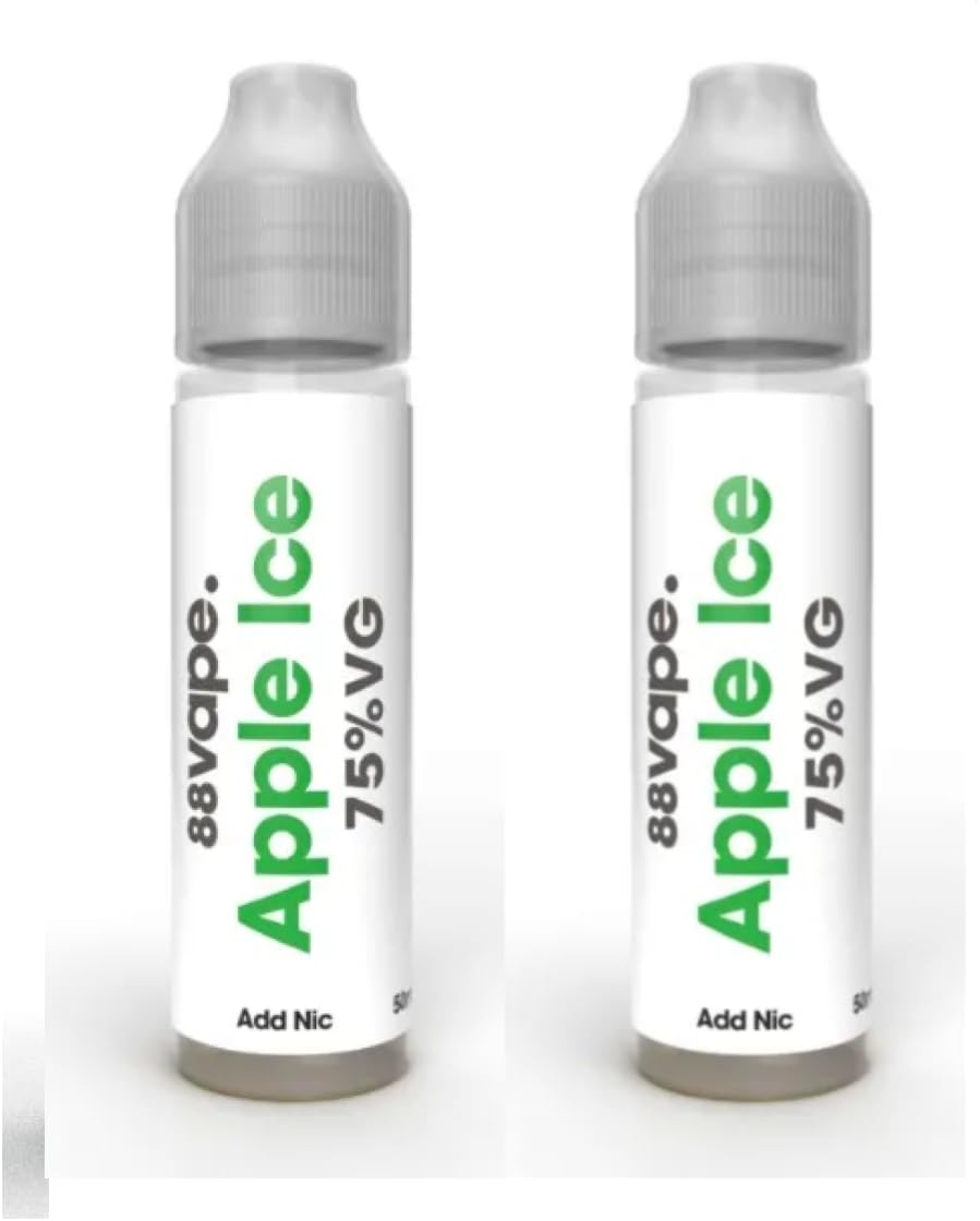 88Vape E-Liquid 50ml Shortfill 2 Bottles 0mg 75% VG (AppleIce) - Nicotine  Free: Amazon.co.uk: Electronics & Photo