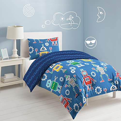 dream FACTORY Robots & Bits Comforter Set, Full/Queen, Blue