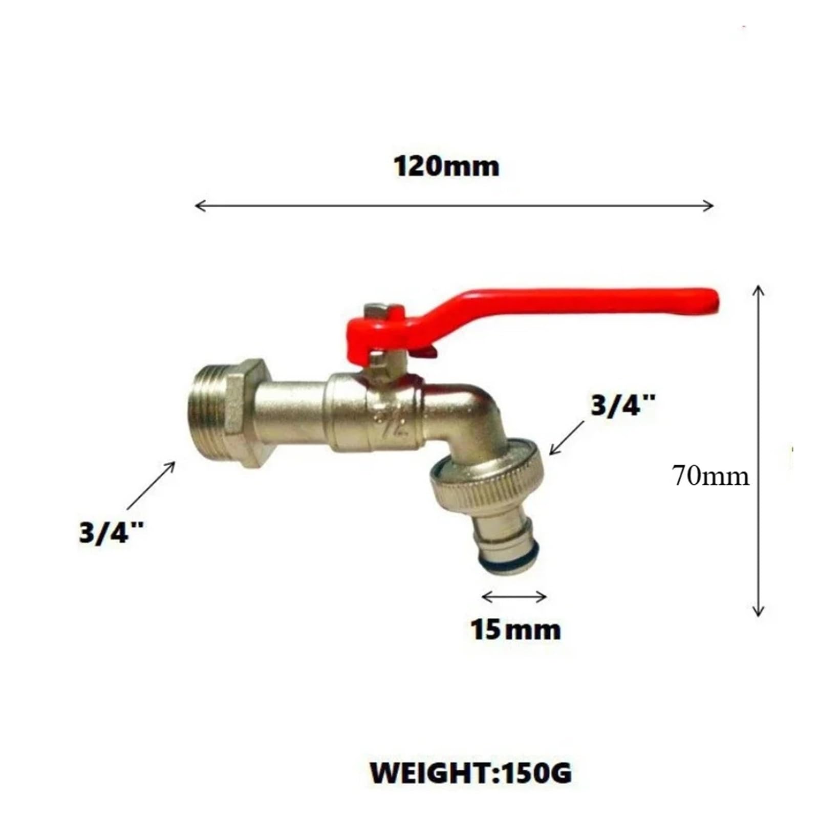 Rubinetto da giardino esterno 1/2'' e 3/4'', rubinetto nel cortile, for irrigazione, rotto Rubinetto da giardino(6point pacifier DN20)