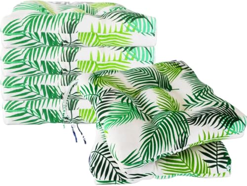 REINO MANSIDI Cojines para Silla, 45x45x7 CM, Efecto Tridimensional, Relleno de 100% Fibra Hueca, Ideal para Comedor, Terraza, Sala y Restaurante, Fabricado en España (2, Ramas Verdes)