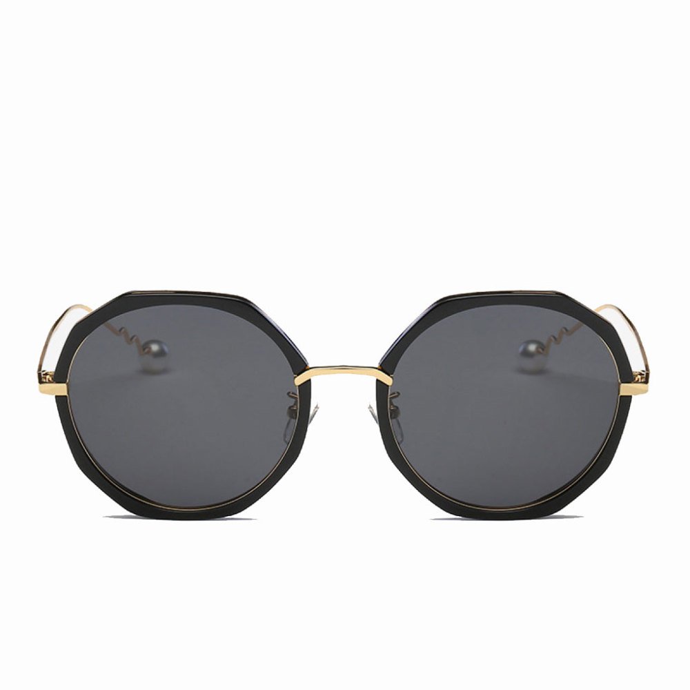 GHCX Fashion Pearl Spiral Individual Temple Trend Polarized Sunglasses Irregular Circular Men and Women Sunglasses Metal Sunglasses Avant-Garde Irregular Eye Protection Windproof,E-OneSize